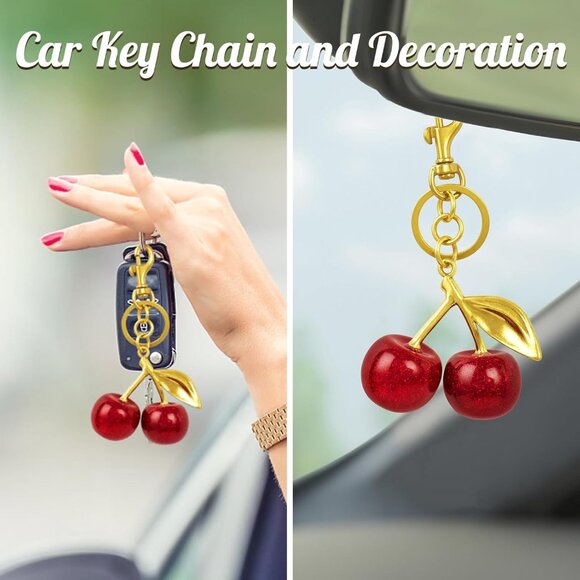 Mini Cherry Charm - Trendy Keychain for Tote, Clutch & Crossbody Bags - Picture 6 of 7